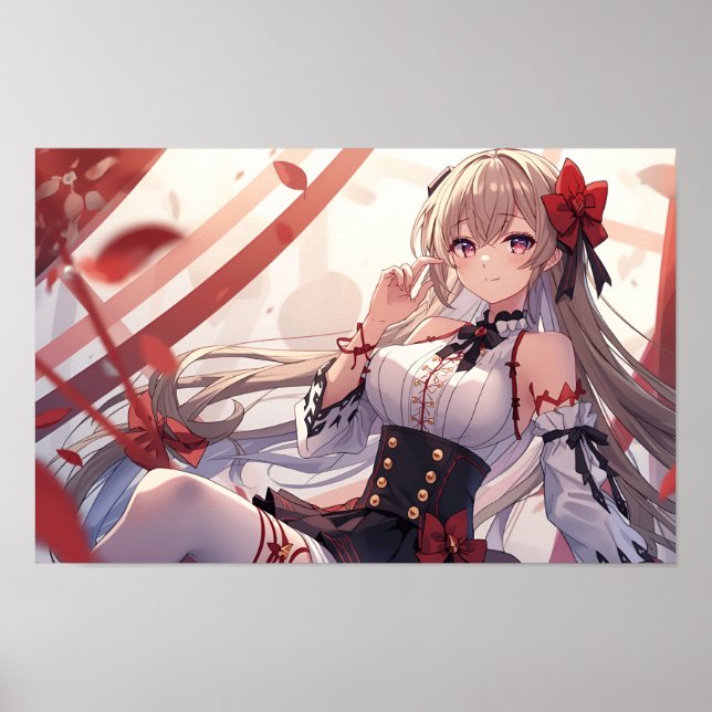 Autumn Elegance in Red and Black Poster (Vorne)