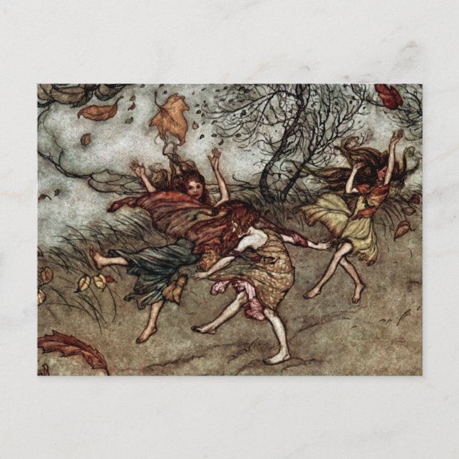 "Autumn Fairies" von Arthur Rackham Postkarte (Vorderseite)