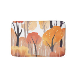 Autumn Fall Foliage Forest Watercolor Leaves Badematte