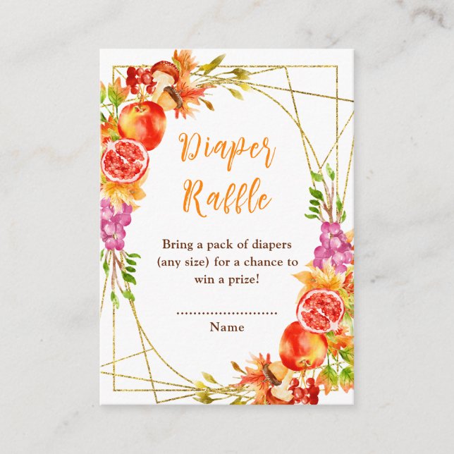 Autumn Fall Harvest Baby Shower Diaper Raffle Begleitkarte (Vorderseite)