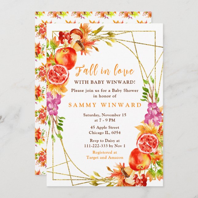 Autumn Fall Harvest Baby Shower Einladung (Vorne/Hinten)