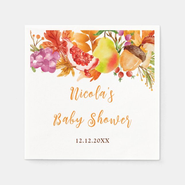 Autumn Fall Harvest Baby Shower Serviette (Vorderseite)