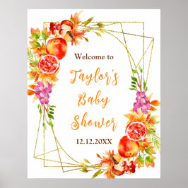 Autumn Fall Harvest Baby Shower Welcome Sign Poster