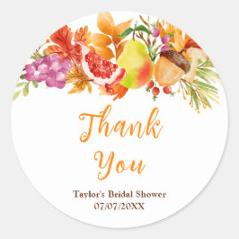 Autumn Fall Harvest Bridal Shower Thank You Runder Aufkleber