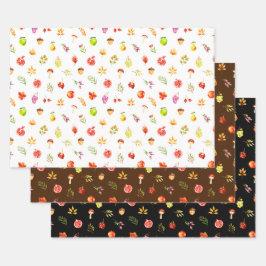 Autumn Fall Harvest Pattern Geschenkpapier Set