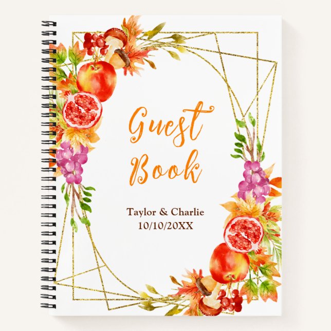 Autumn Fall Harvest Wedding Guest Book Notizbuch (Vorderseite)