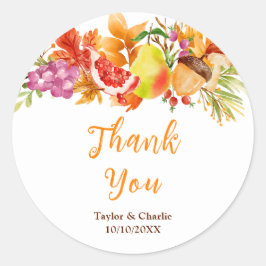 Autumn Fall Harvest Wedding Thank You Runder Aufkleber