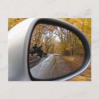 AUTUMN / FALL IN THE REAR VIEW MIRROR SPORTS POSTKARTE