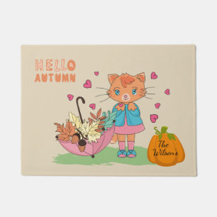 Autumn Fall Kitty Doormat Fußmatte