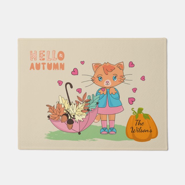 Autumn Fall Kitty Doormat Fußmatte (Vorderseite)