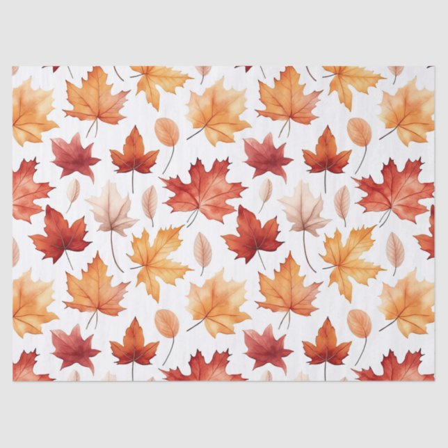 Autumn Fall Leaves Terracotta Brown Boho Pattern  Seidenpapier (Vorderseite)