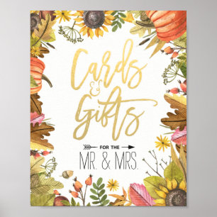 Autumn Fall Maple Leaves Cards Gifts Wedding Sign Poster