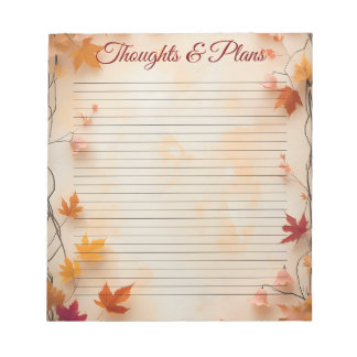 Autumn Fall Maple Leaves Lined  Notizblock