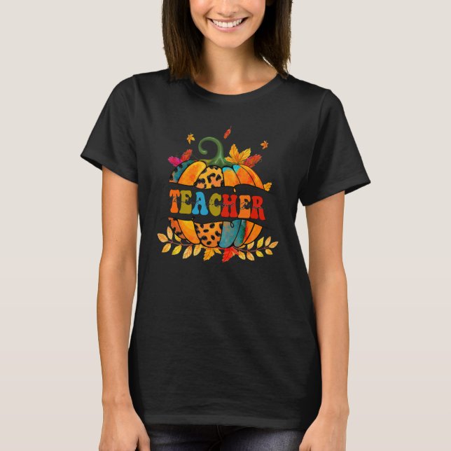 Autumn Fall Outfit Teacher Thankful Grateful Bless T-Shirt (Vorderseite)