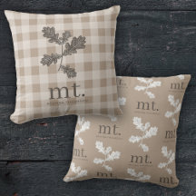 Autumn Fall Taupe Plaid Modern Monogram Initials 