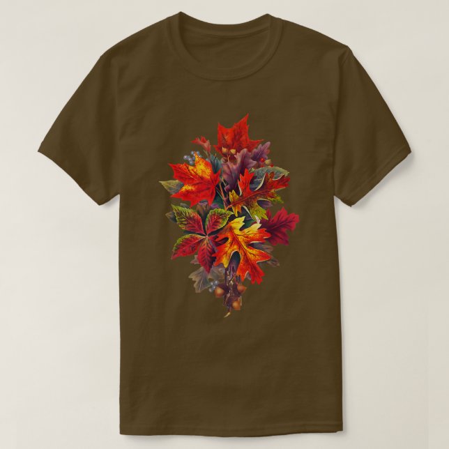 Autumn Fall Thanksgiving Season Colorful Leaves Ac T-Shirt (Design vorne)