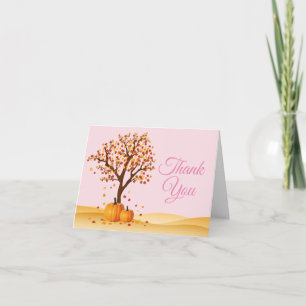 Autumn Fall Trees Pumpkin Pink Danke Karte