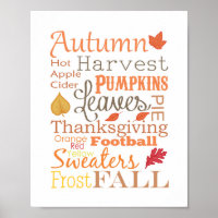 Autumn Fall Typografy Wall Art