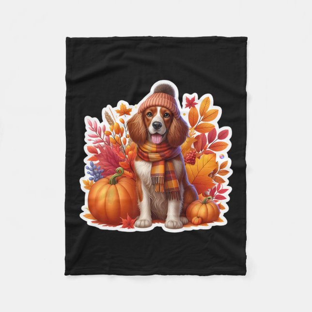 Autumn Fall Welsh Springer Spaniel Dog Owner Thank Fleecedecke (Vorderseite)
