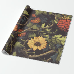 Autumn Fire Botanical Floral Wrapping Paper Geschenkpapier
