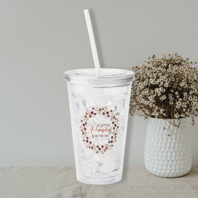 Autumn Floral A Little Pumpkin Baby Shower Acryltrinkbecher (Von Creator hochgeladen)