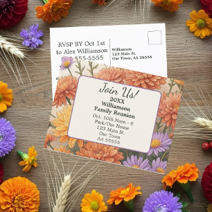 Autumn Floral Daisy Card Family Wiedersehen Postca Feiertagspostkarte