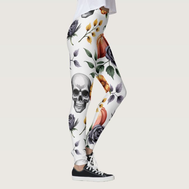 Autumn Floral Halloween Pattern Leggings (Rechts)