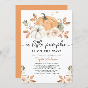Autumn Floral Little Pumpkin Baby Shower Einladung