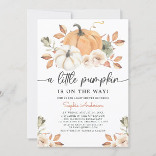 Autumn Floral Little Pumpkin Baby Shower Einladung