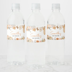 Autumn Floral Little Pumpkin Baby Shower Wasserflaschenetikett