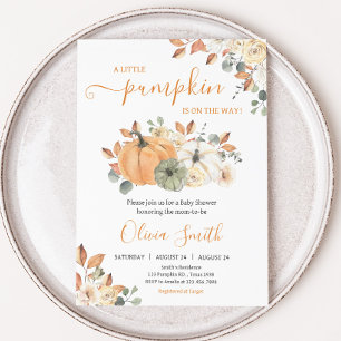 Autumn Floral Pumpkin Baby Shower Einladung