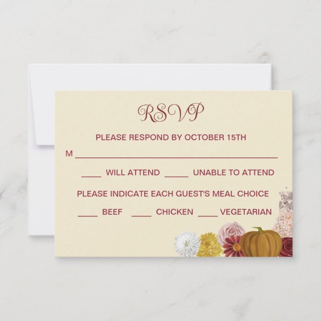 Autumn Floral Pumpkin RSVP Card Save The Date (Vorderseite)
