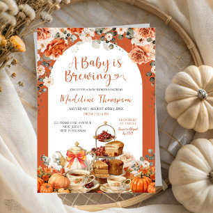 Autumn Floral Pumpkin Tee Party Baby Shower Einladung