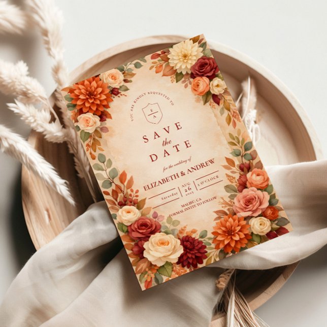 Autumn Floral Romance Wedding Save The Date (Von Creator hochgeladen)