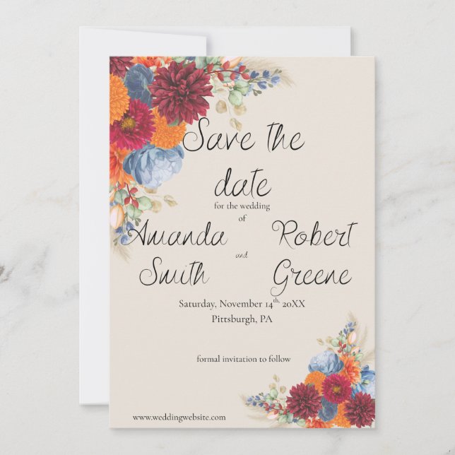 Autumn Floral Save the Date (Vorderseite)