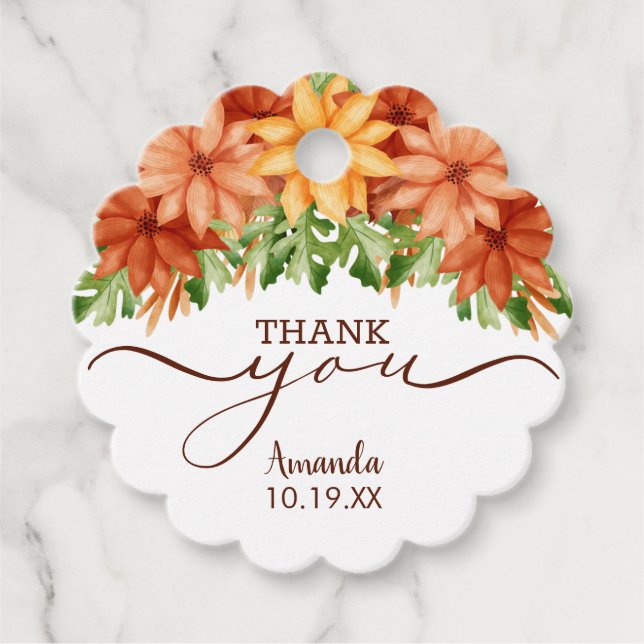 Autumn Floral Vielen Dank Geschenkanhänger (Vorderseite)