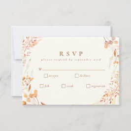 Autumn Floral Watercolor Wreath Boho Wedding RSVP Karte