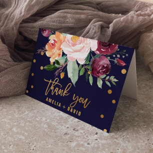 Autumn Floral Wedding Thank You Card Dankeskarte