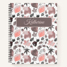 Autumn Floral with a custom name Pink Notizbuch