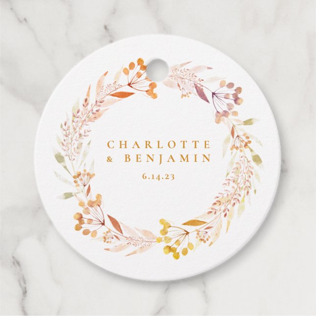 Autumn Floral Wreath Boho Custom Geschenkanhänger (Vorderseite)