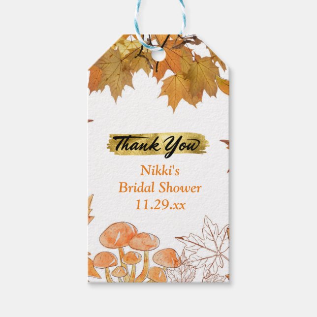 Autumn Floral Wreath Pumpkin Gold Thank You Favor  Geschenkanhänger (Vorderseite)