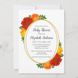 Autumn Florals Baby Dusche Einladung
