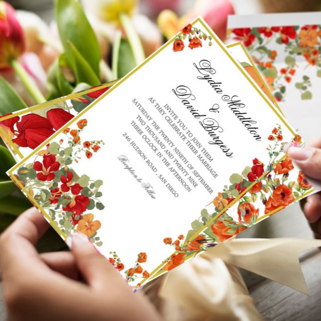 Autumn Florals Elegant Wedding Custom Stationary Einladung (Von Creator hochgeladen)