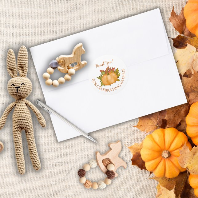Autumn Foliage Pumpkin Fall Baby Showdusche Vielen Runder Aufkleber (Von Creator hochgeladen)