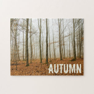 Autumn Forest Mist and Fog Fall Season gift Puzzle