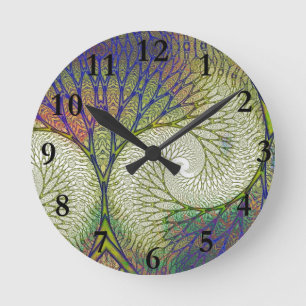 Autumn Fractal Tree Runde Wanduhr