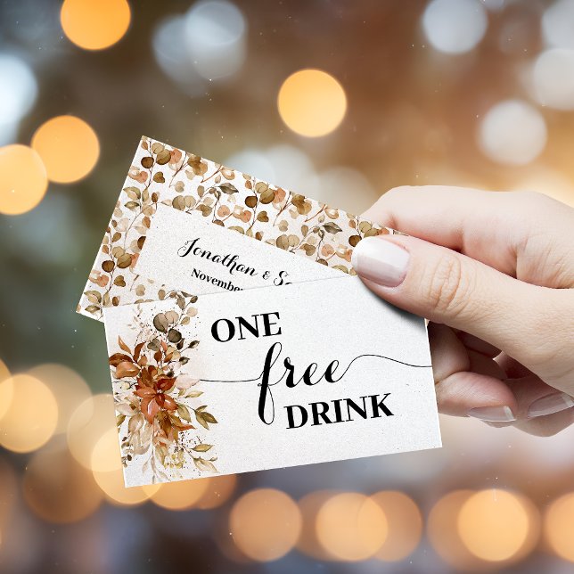 Autumn Free Drink Wedding Reception Ticket Card (Von Creator hochgeladen)