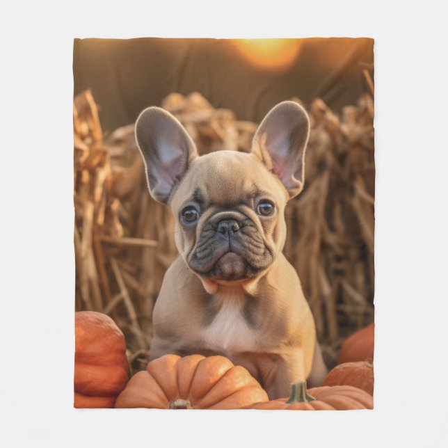 Autumn Frenchie Fleecedecke (Vorderseite)