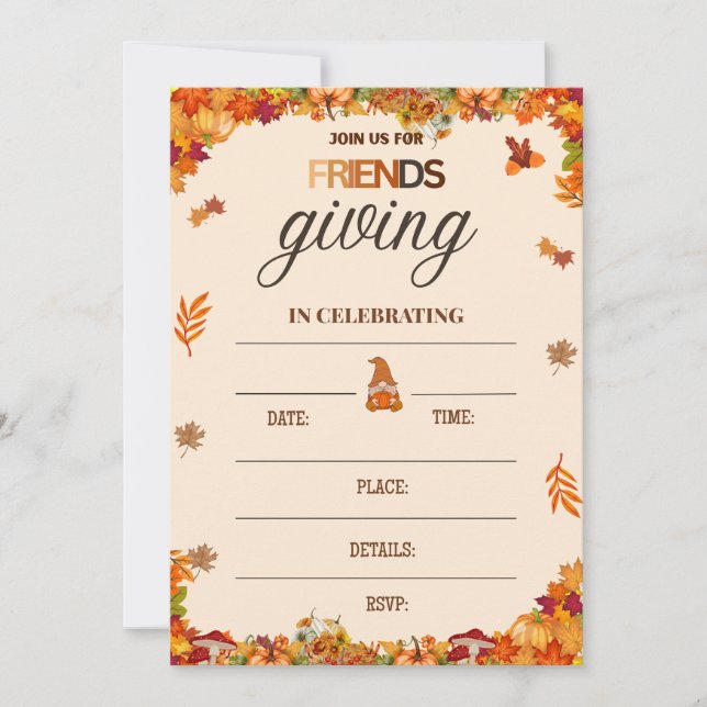 Autumn Friendsgiving Invitation Card Einladung (Vorderseite)