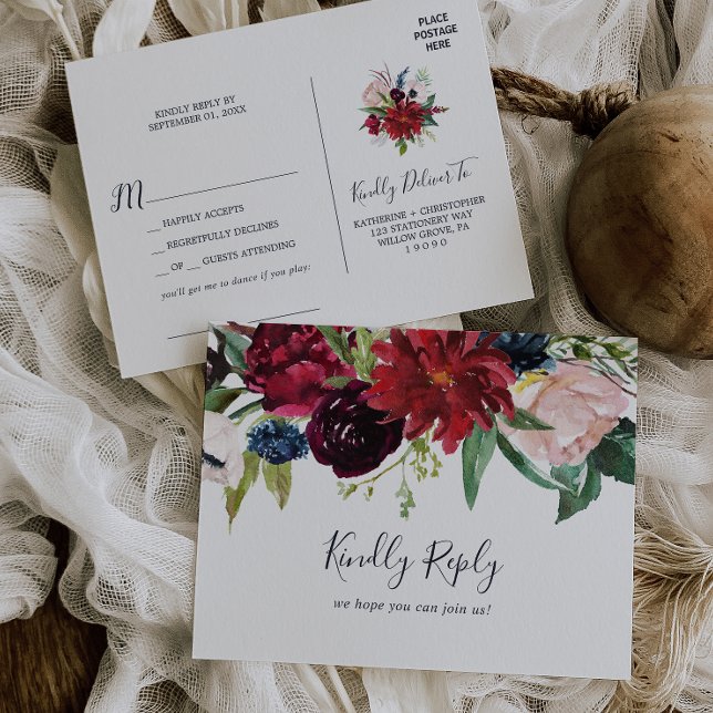 Autumn Garden Burgundy Song Request UAWG Postcard Einladungspostkarte (Von Creator hochgeladen)